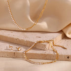 Collana, bracciale e orecchini tennis con catena paperclip 18k