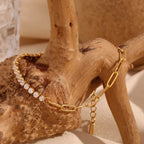 Collana, bracciale e orecchini tennis con catena paperclip 18k