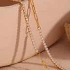 Collana, bracciale e orecchini tennis con catena paperclip 18k