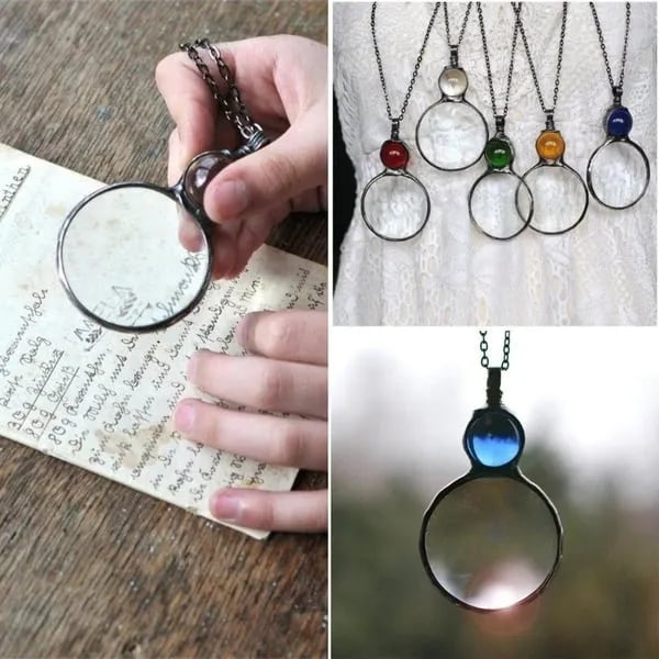 Collana con ciondolo lente d'ingrandimento