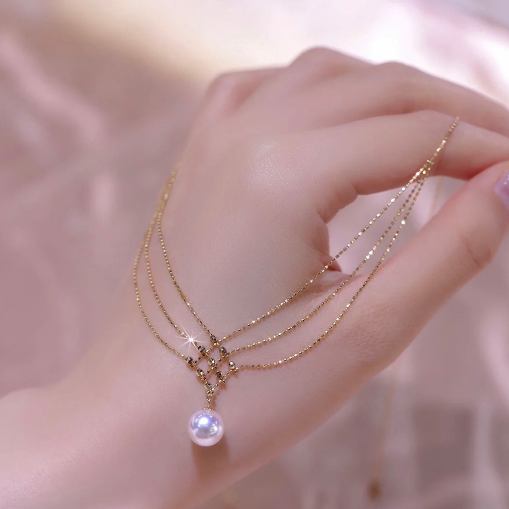 Collana con perle d'acqua dolce placcata oro 24k