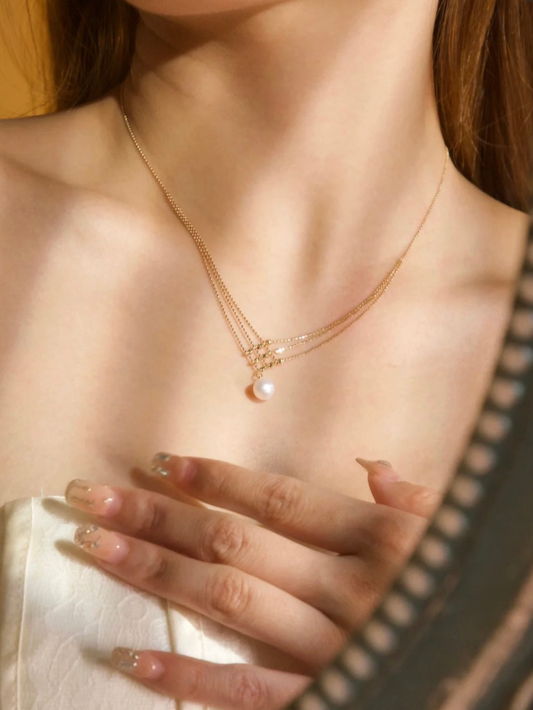 Collana con perle d'acqua dolce placcata oro 24k