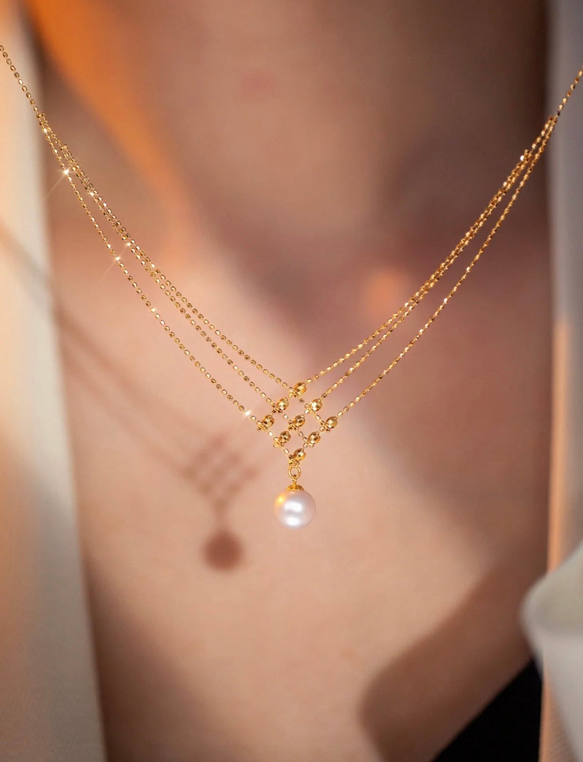 Collana con perle d'acqua dolce placcata oro 24k