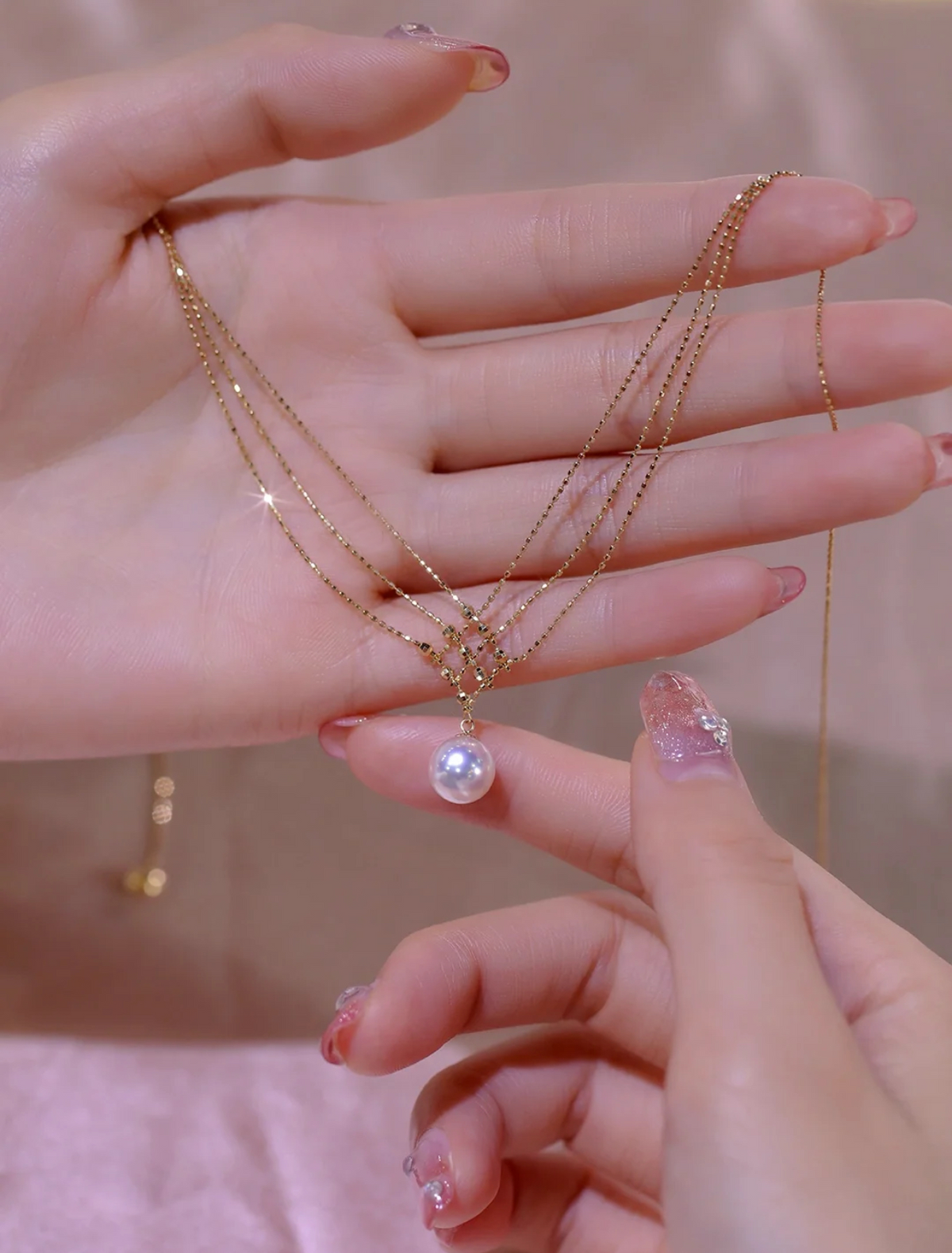 Collana con perle d'acqua dolce placcata oro 24k