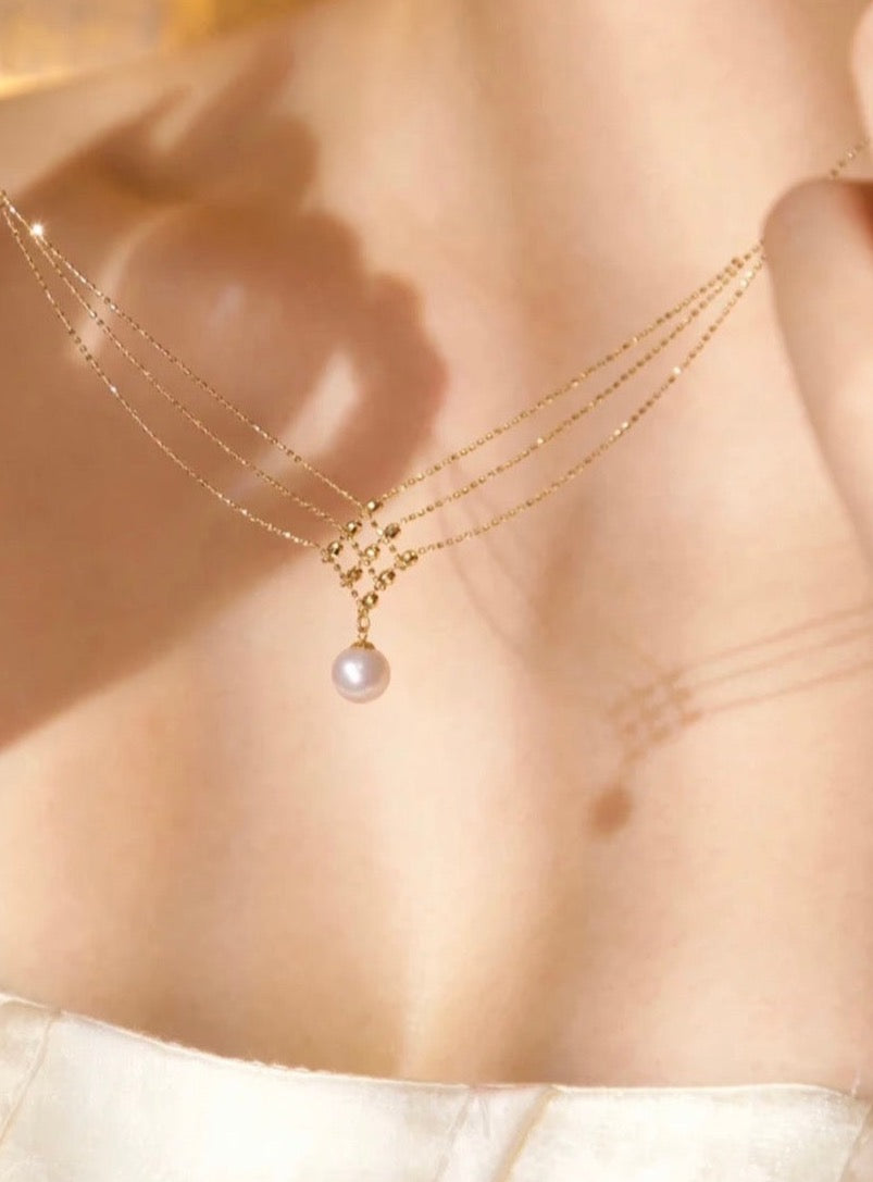 Collana con perle d'acqua dolce placcata oro 24k