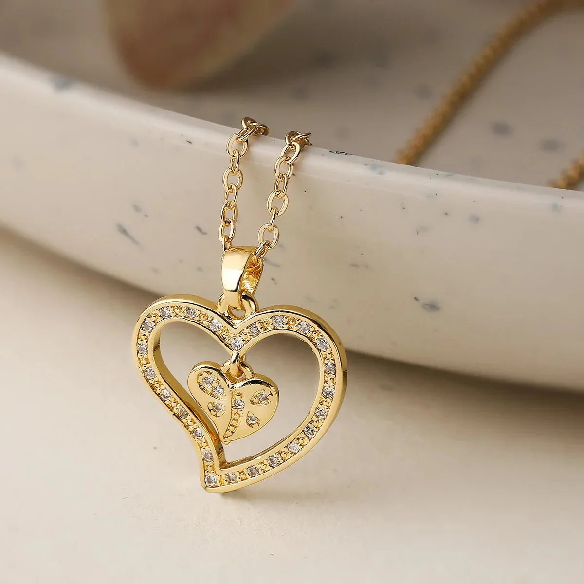 Collane cuore con diamanti scintillanti