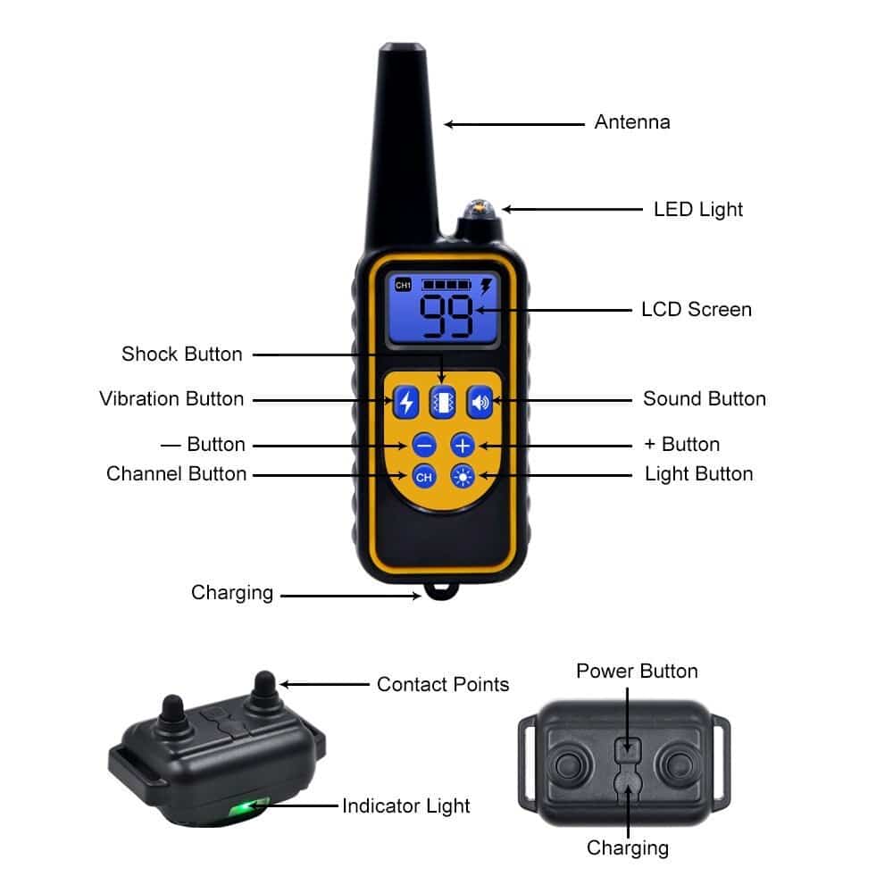 Collare da addestramento elettrico per cani con portata di 800 m