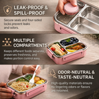 Contenitore termico per alimenti | Scomparti multipli in acciaio inox | Chiusura a clic anti-perdita | Warmpack