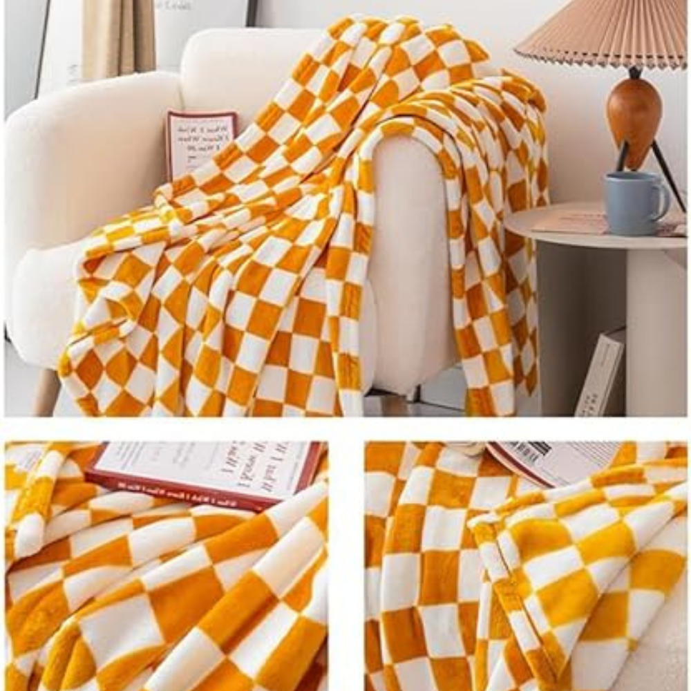 Coperta a quadri morbida e moderna per casa