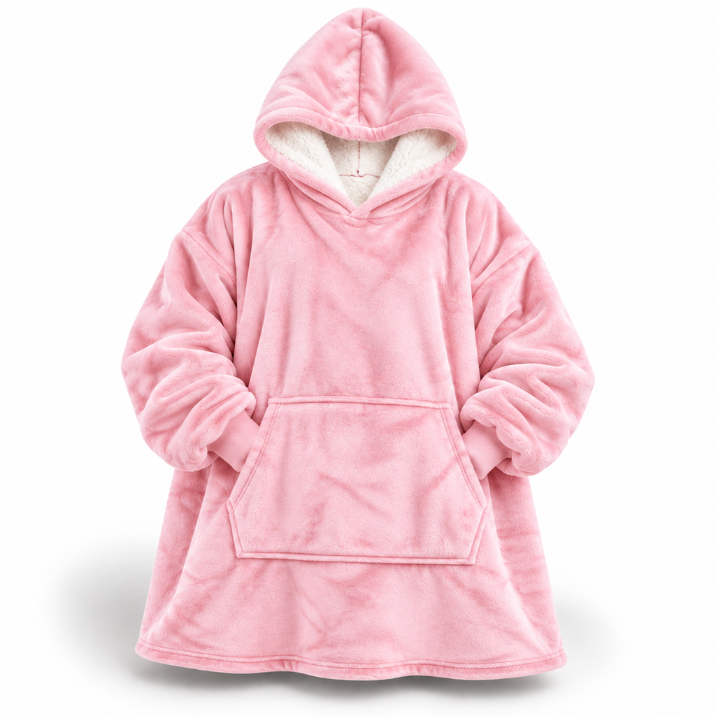 Coperta con cappuccio oversize in sherpa ultra-morbida (con tasca)