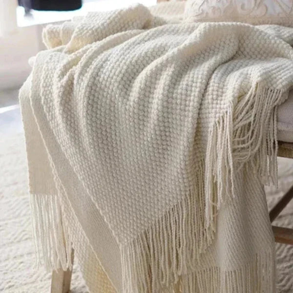 Coperta in lana bianco crema
