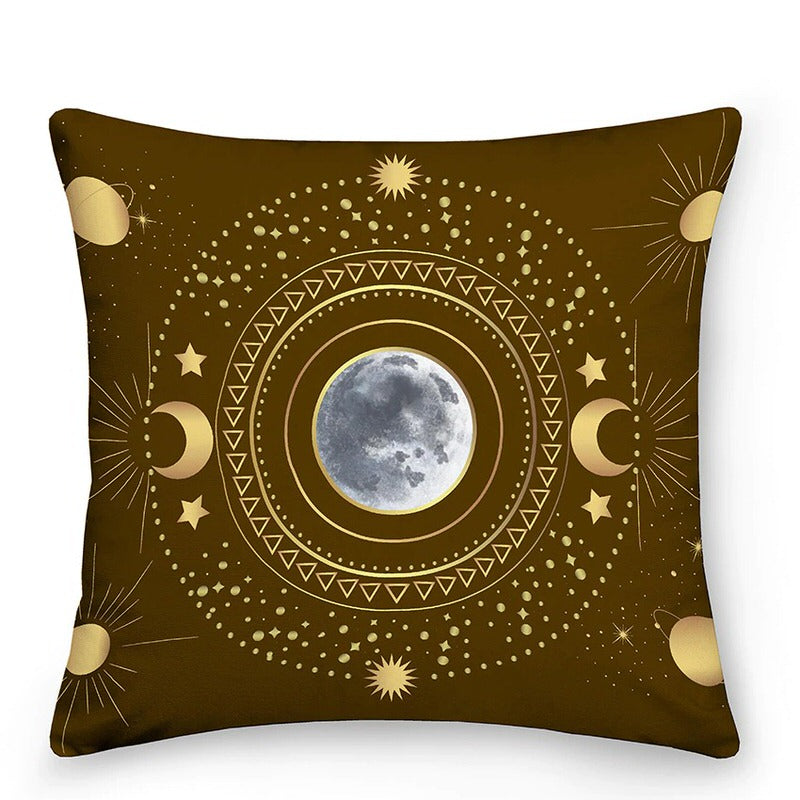Copricuscini decorativi con sole e luna in stile astrologico