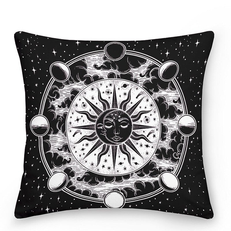 Copricuscini decorativi con sole e luna in stile astrologico