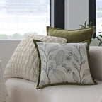 Copricuscino jacquard verde crema 45×45 cm – Fodera decorativa elegante