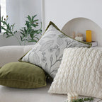Copricuscino jacquard verde crema 45×45 cm – Fodera decorativa elegante