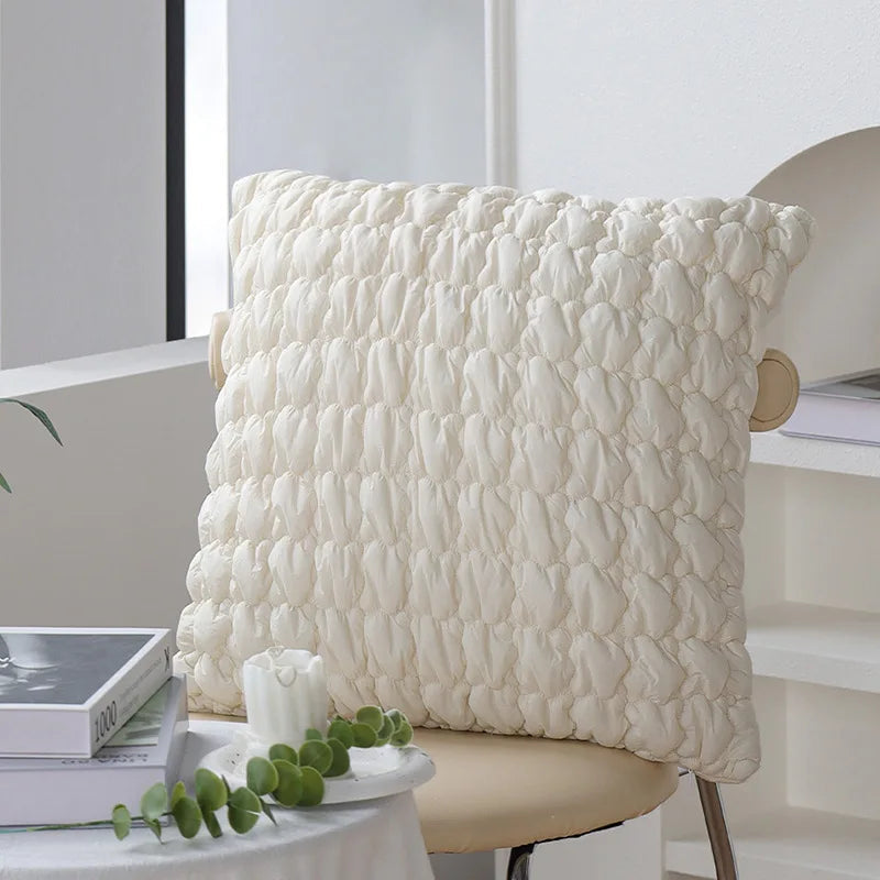 Copricuscino jacquard verde crema 45×45 cm – Fodera decorativa elegante