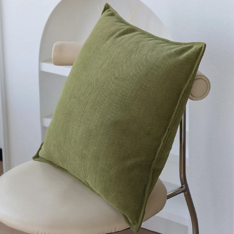 Copricuscino jacquard verde crema 45×45 cm – Fodera decorativa elegante
