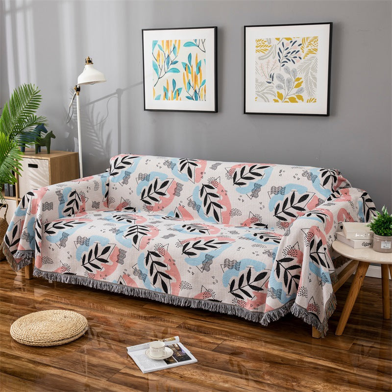 Copridivano decorativo con motivo foglie artistiche