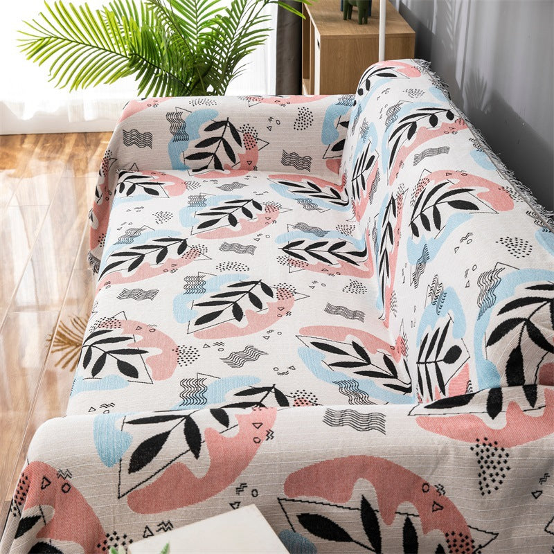 Copridivano decorativo con motivo foglie artistiche