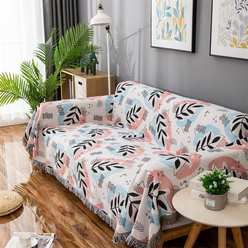 Copridivano decorativo con motivo foglie artistiche