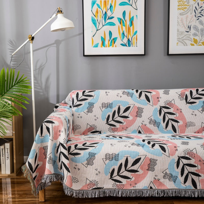 Copridivano decorativo con motivo foglie artistiche