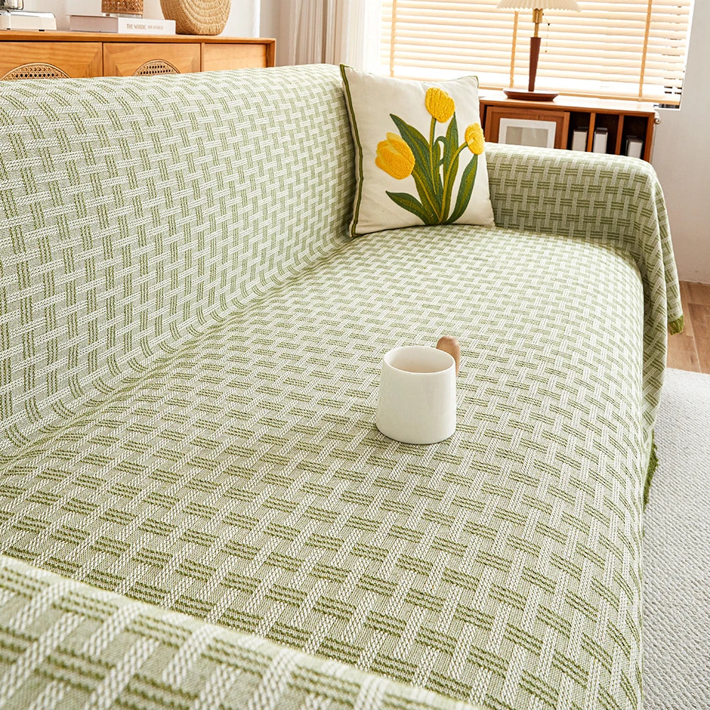 Copridivano reversibile CasaLunea con frange decorative