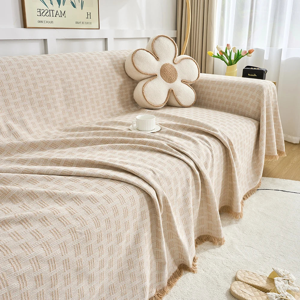 Copridivano reversibile CasaLunea con frange decorative