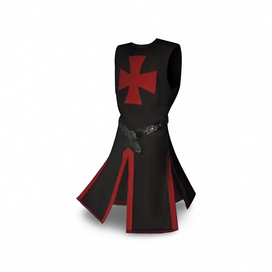 Costume da cavaliere medievale con tunica e mantello con cappuccio per cosplay