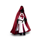 Costume da cavaliere medievale con tunica e mantello con cappuccio per cosplay