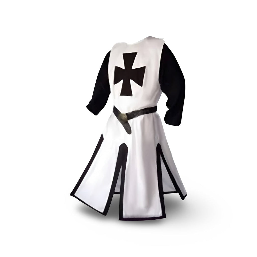 Costume da cavaliere medievale con tunica e mantello con cappuccio per cosplay