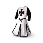 Costume da cavaliere medievale con tunica e mantello con cappuccio per cosplay