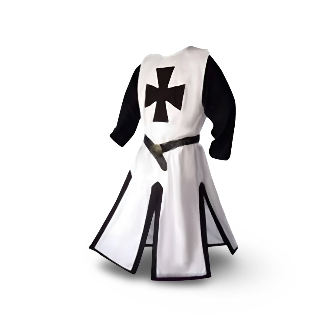 Costume da cavaliere medievale con tunica e mantello con cappuccio per cosplay