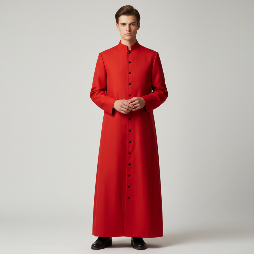 Costume da prete, tonaca integrale con bottoni frontali e collo alla coreana, 6 colori, taglie S - 5XL