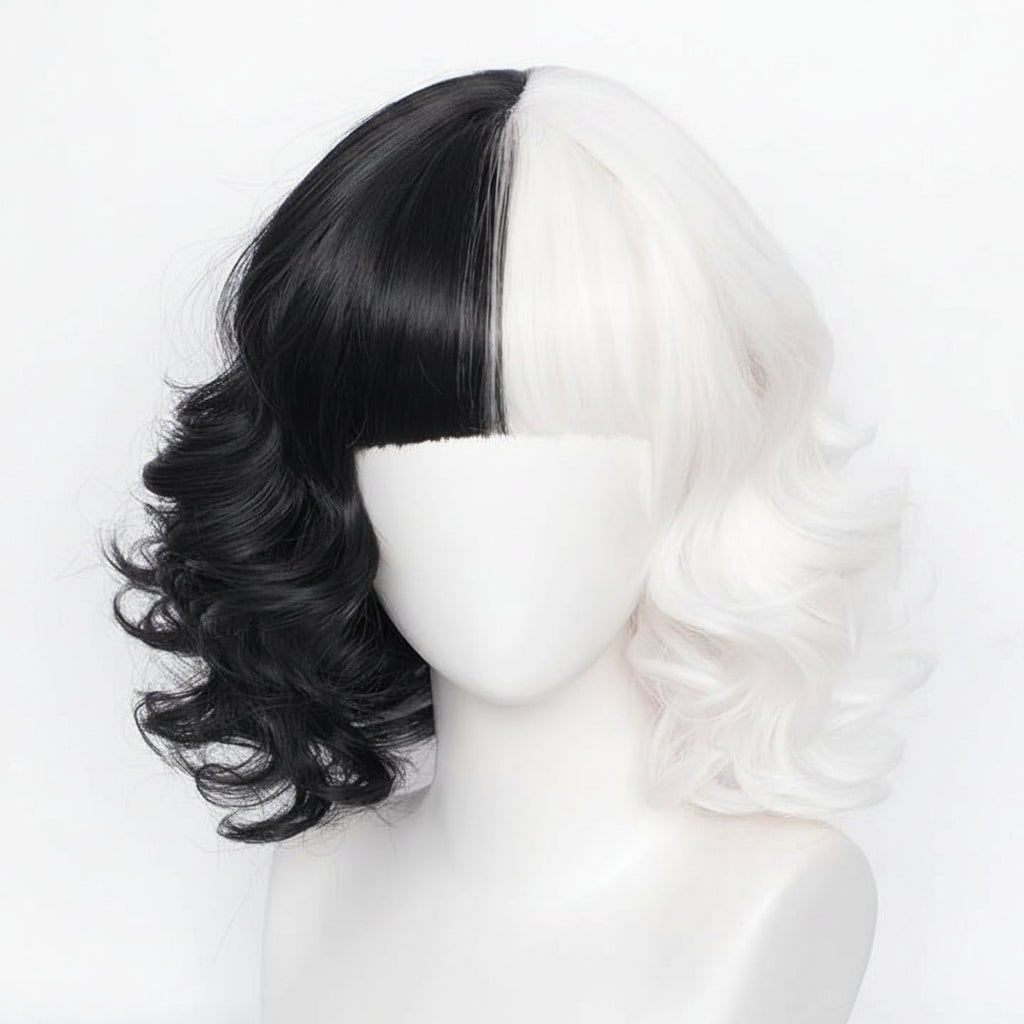 Costume di Halloween da bambina, vestito a macchie bianche e nere da dalmata con mantello, poliestere, maschera con pium