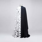 Costume di Halloween da bambina, vestito a macchie bianche e nere da dalmata con mantello, poliestere, maschera con pium
