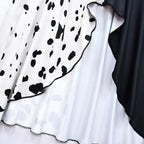 Costume di Halloween da bambina, vestito a macchie bianche e nere da dalmata con mantello, poliestere, maschera con pium