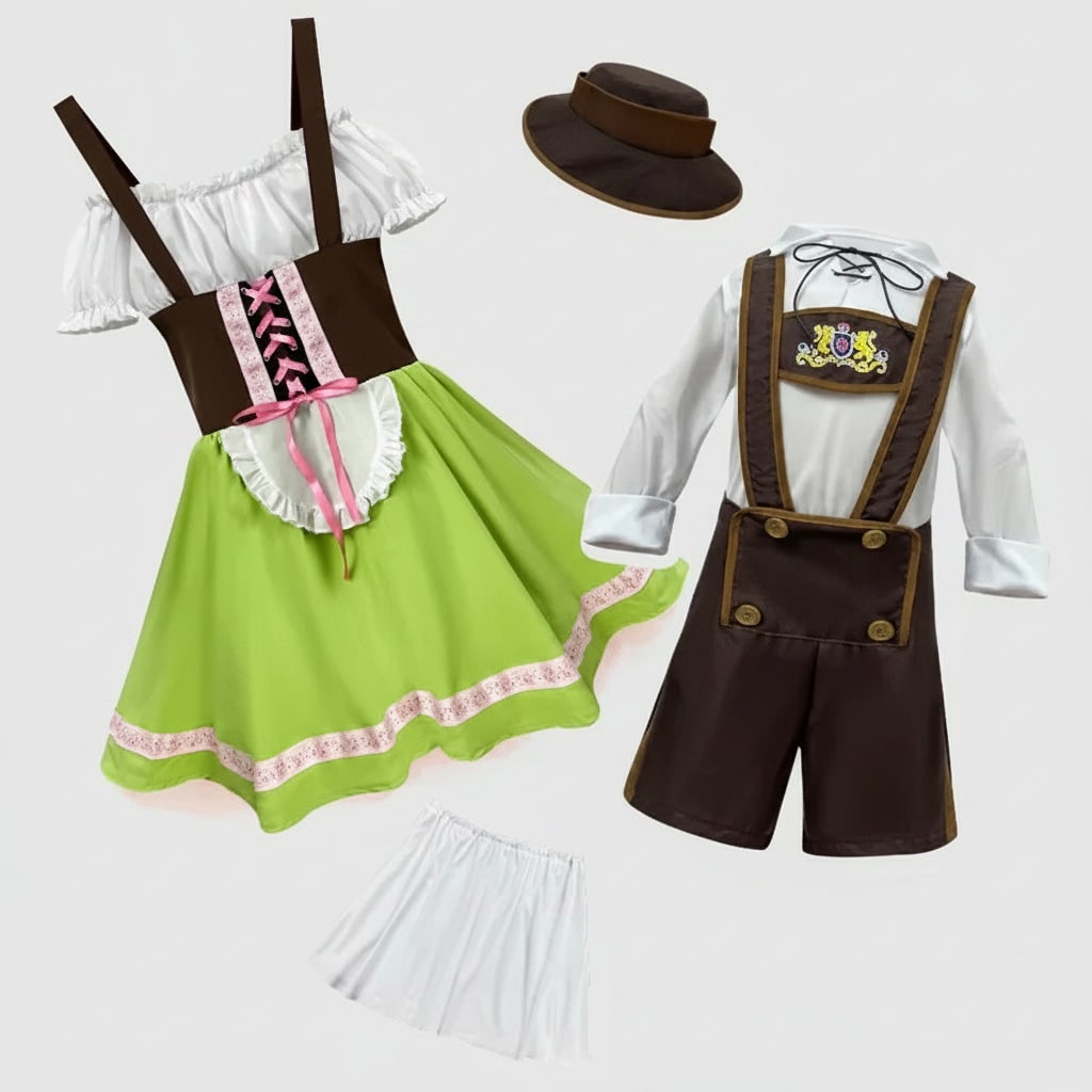 Costume tradizionale bavarese da uomo con pantaloncini e camicetta