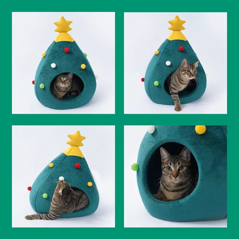 Cuccia natalizia ad albero per gatti CozyTree Haven