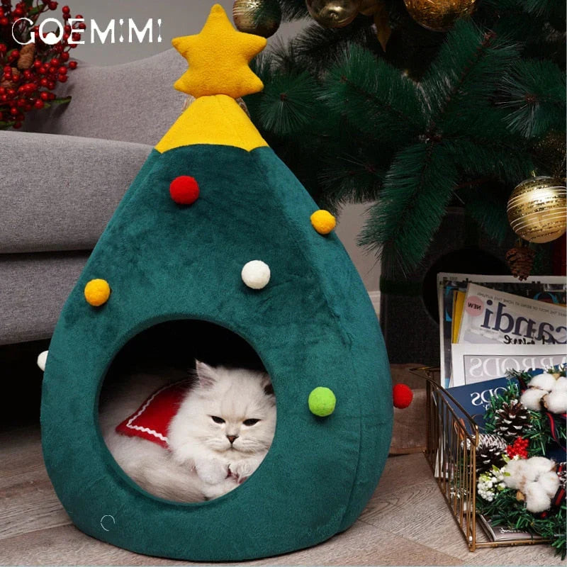 Cuccia natalizia ad albero per gatti CozyTree Haven