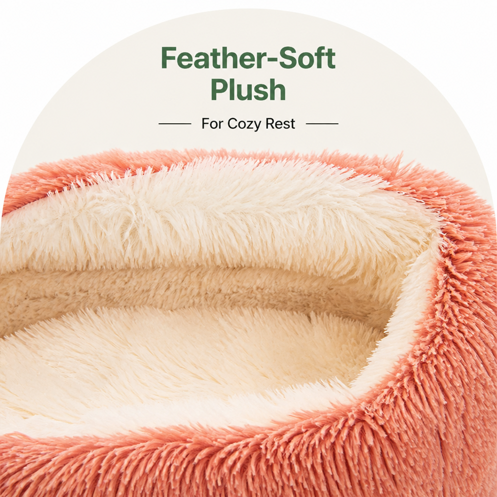 Cuccia semiaperta in peluche per animali domestici (cuscino rimovibile lavabile)