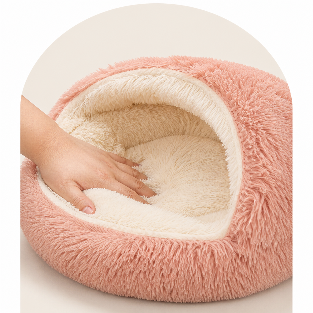 Cuccia semiaperta in peluche per animali domestici (cuscino rimovibile lavabile)