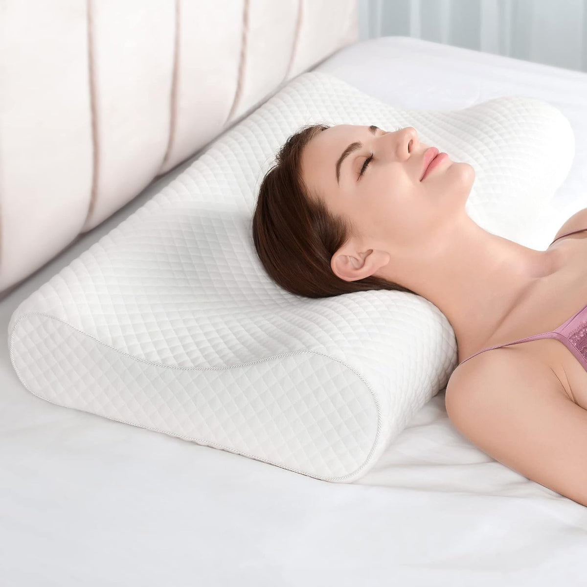 Cuscino in memory foam | Supporto sagomato a doppia altezza | Fodera rimovibile