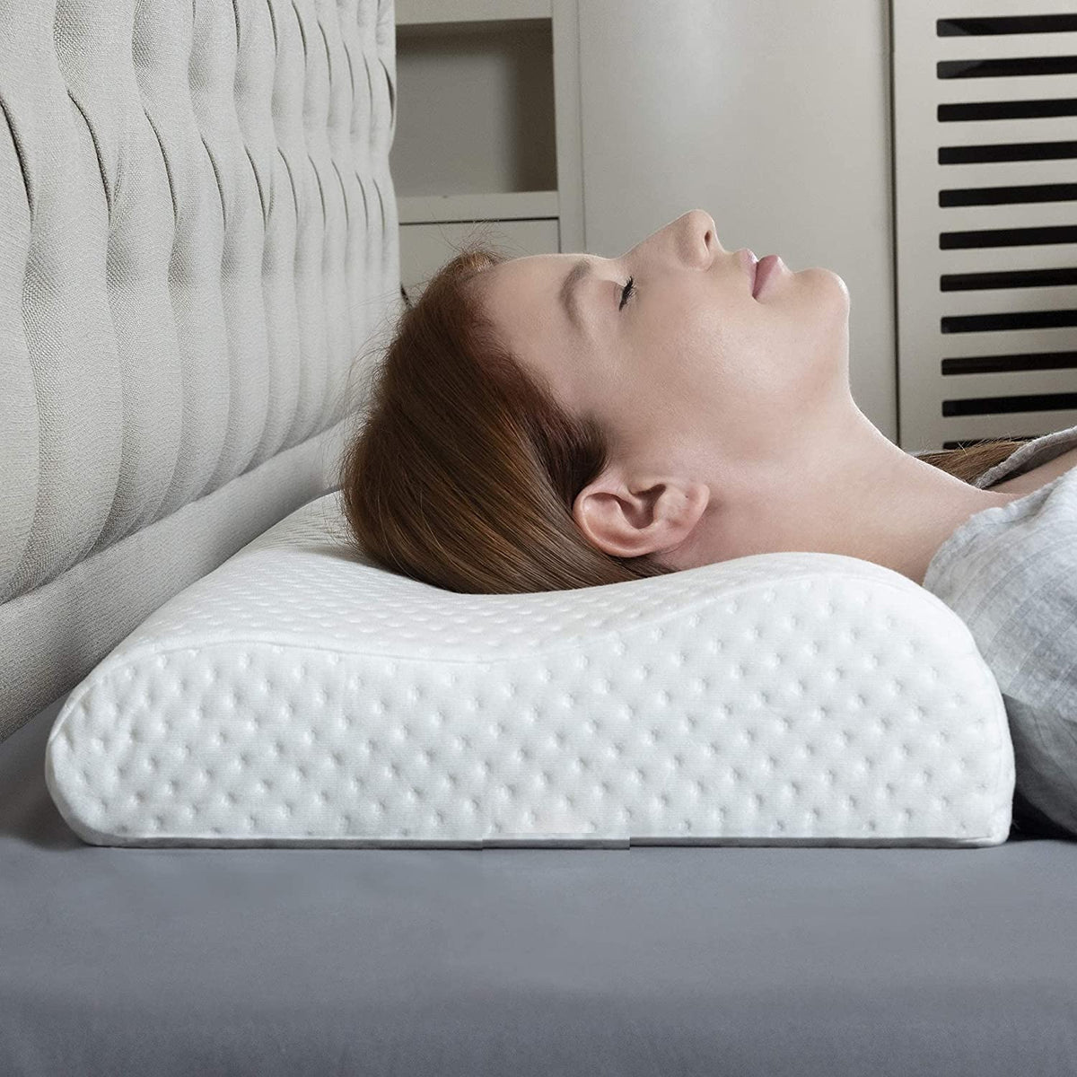 Cuscino in memory foam | Supporto sagomato a doppia altezza | Fodera rimovibile