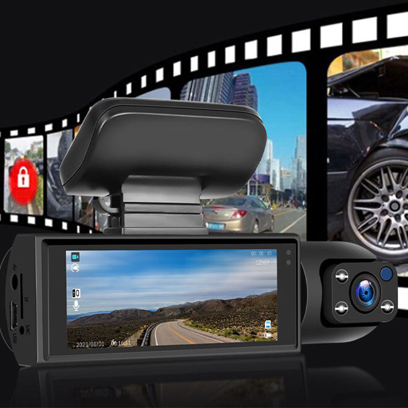 Dashcam doppia lente 1080p con angolo 170° e schermo touch