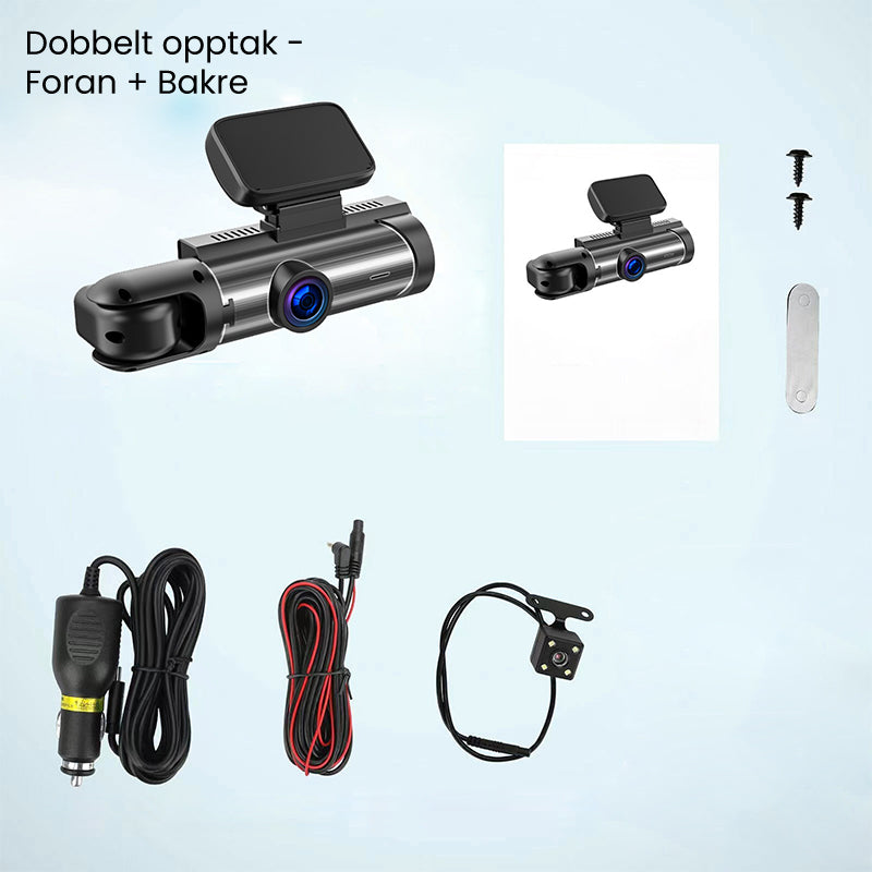 Dashcam doppia lente 1080p con angolo 170° e schermo touch
