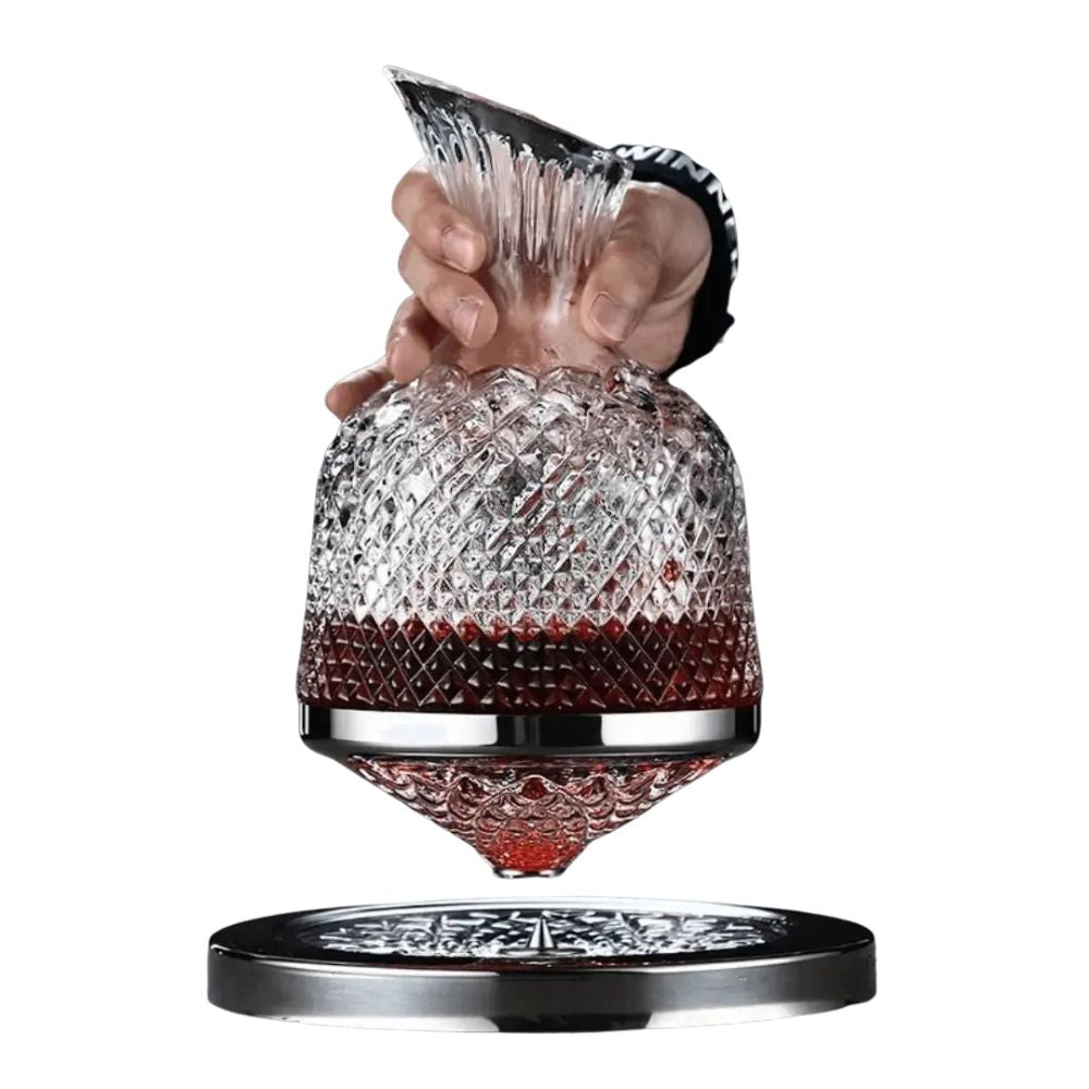 Decanter per vino con base rotante a 360° e vetro cristallo, 1,5 l