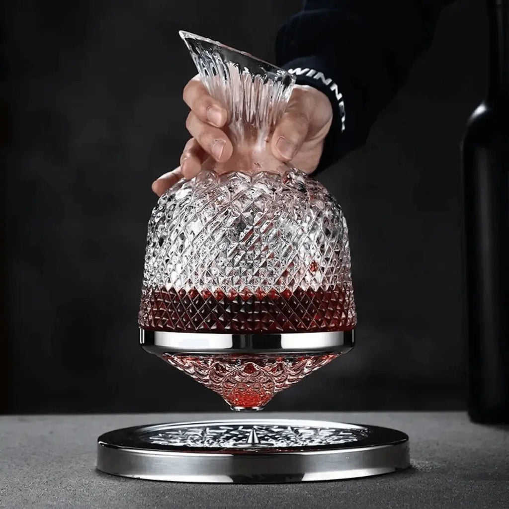 Decanter per vino con base rotante a 360° e vetro cristallo, 1,5 l