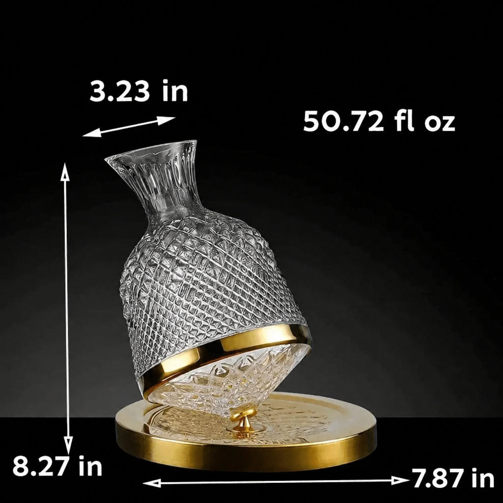Decanter per vino con base rotante a 360° e vetro cristallo, 1,5 l