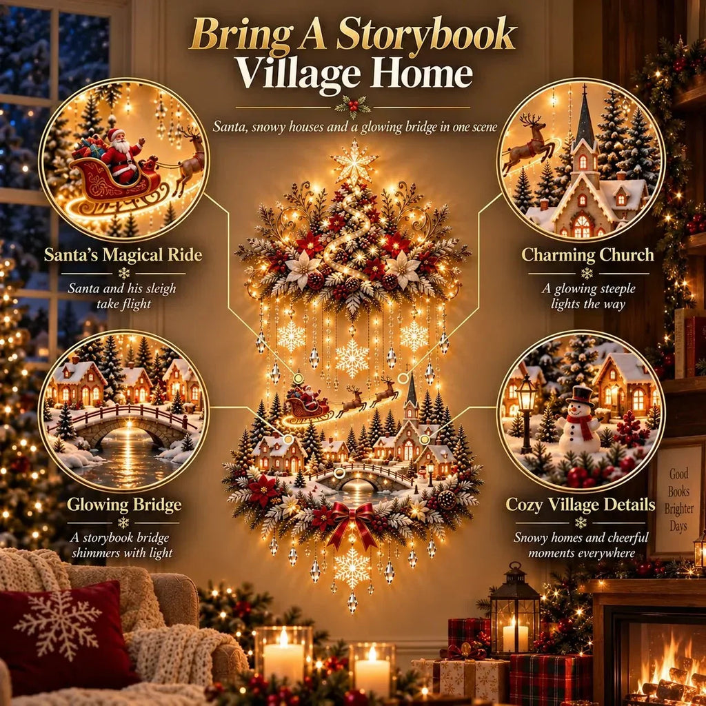 Decorazione natalizia da parete illuminata con albero e luci LED calde