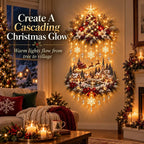 Decorazione natalizia da parete illuminata con albero e luci LED calde